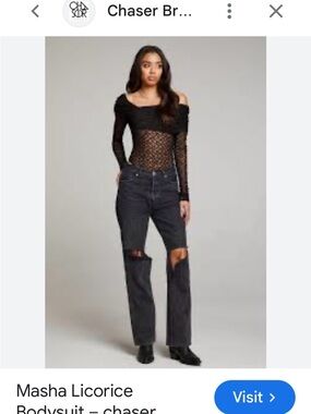 Chaser Masha Licorice(Black) Off-Shoulder Lace Bodysuit